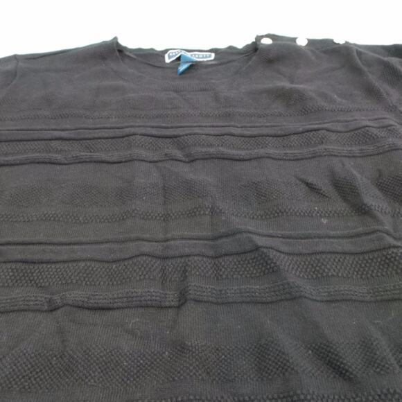 Karen Scott Sweater Women's 1X Black Textured Long Sleeve Shoulder Button Accent - Picture 4 of 7